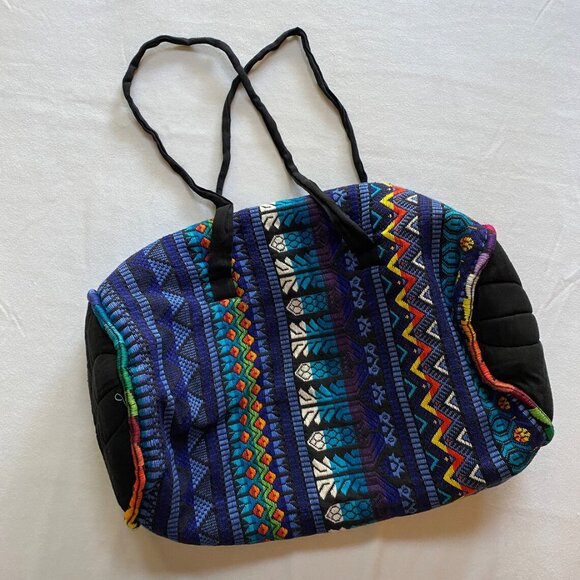 Woven Colorful Duffle Bag Shoulder Bag Workout Bag Gym Bag Hippy Groovy - Picture 1 of 4